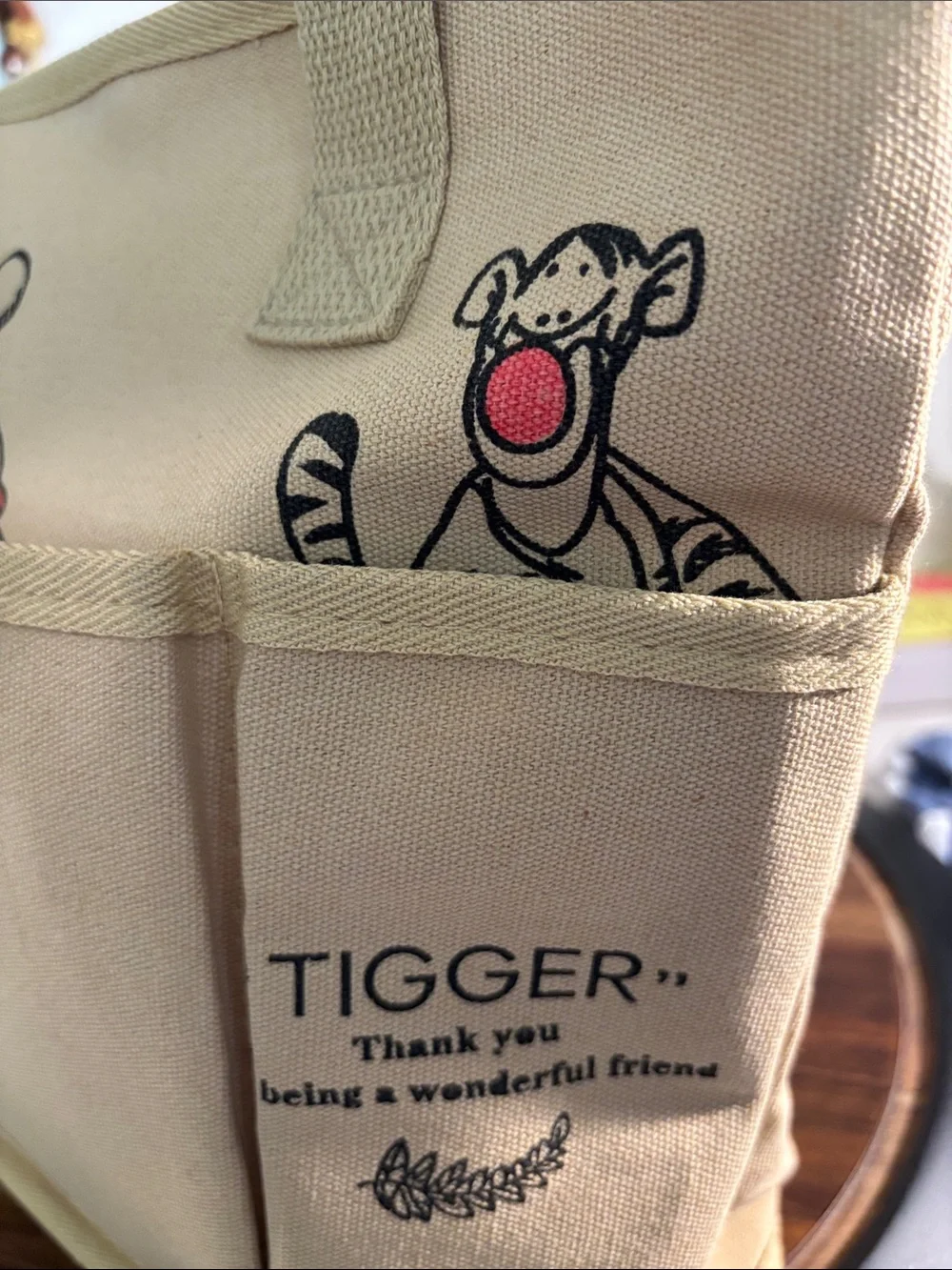 Pooh Kids Beige Canvas Tote Bag by (no brand)